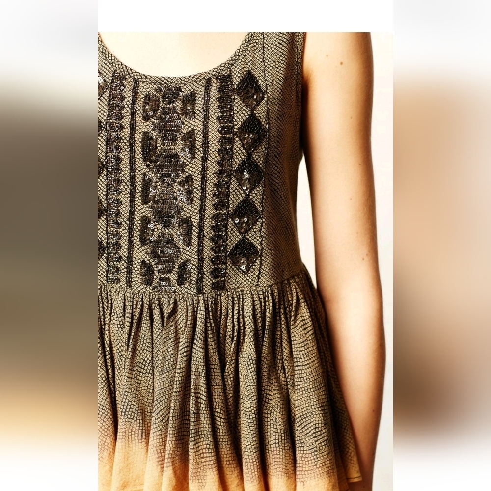Anthropologie Akemi + Kin Anaphora Tank Top Blouse Size S Beaded Sequined Peplum - Picture 2 of 9